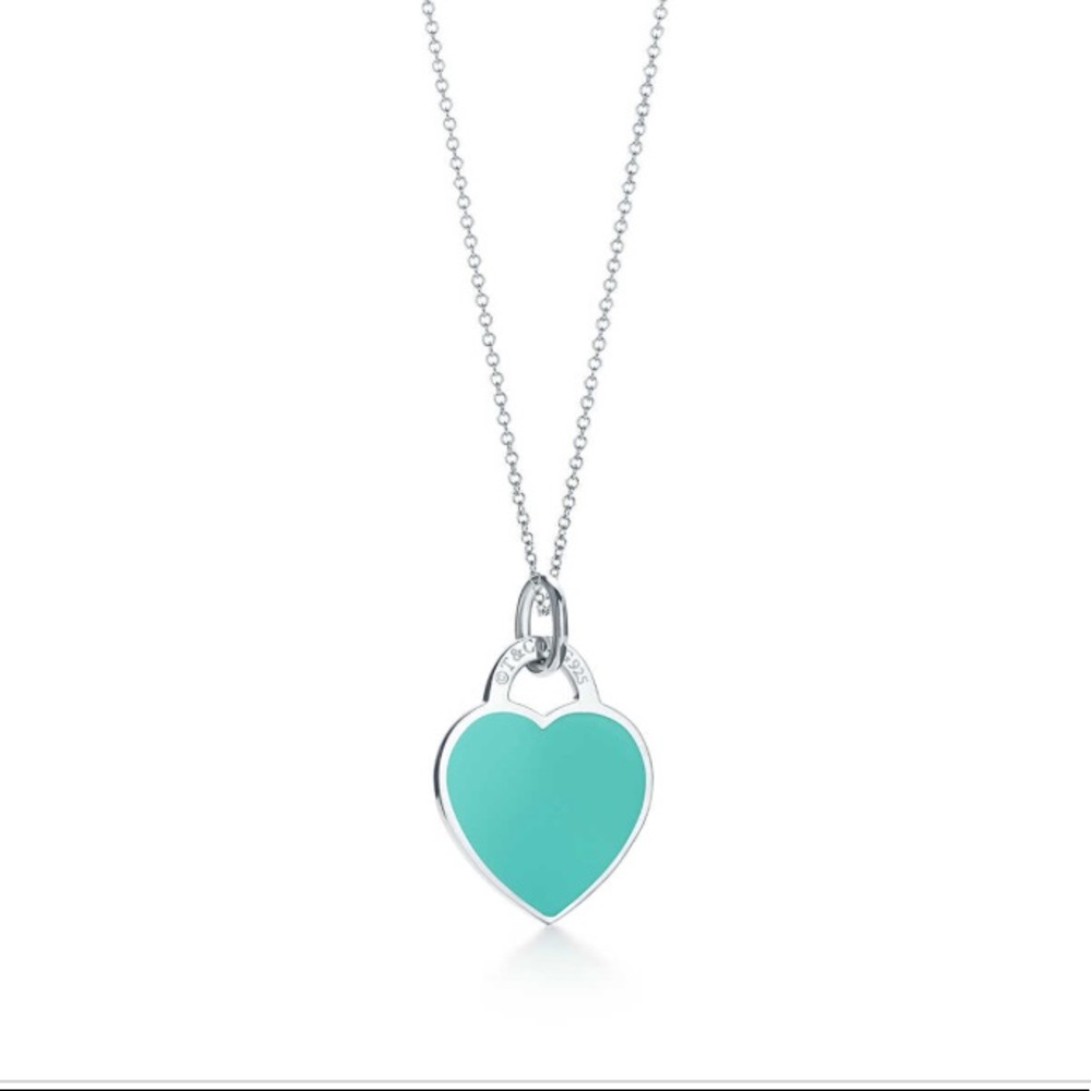Tiffany and co blue heart charm necklace brand new
